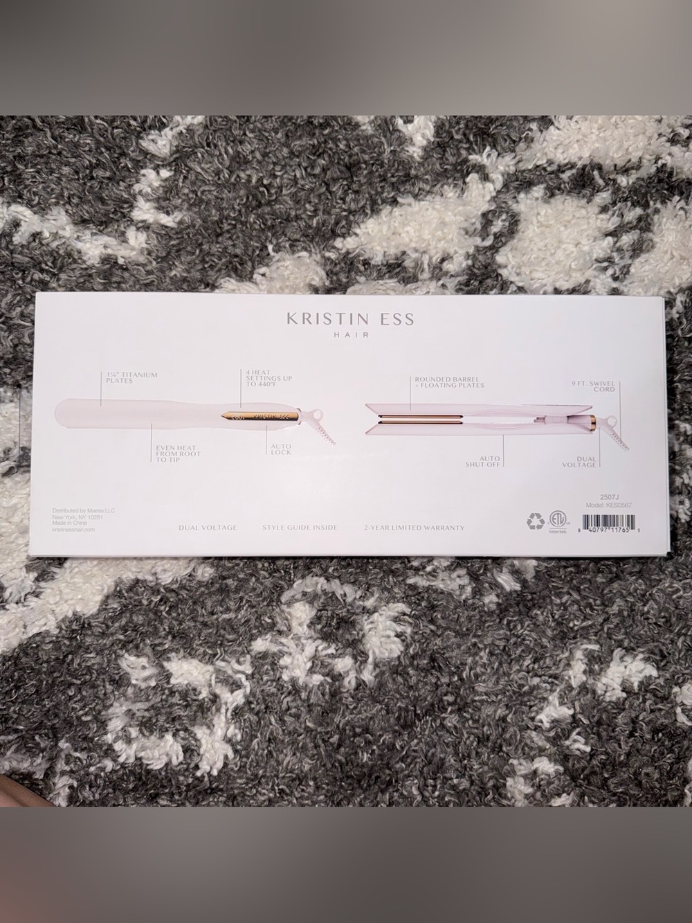 NIB Kristin Ess 3-in-One Titanium Flat Iron 1.25" White and Gold - Picture 2 of 3